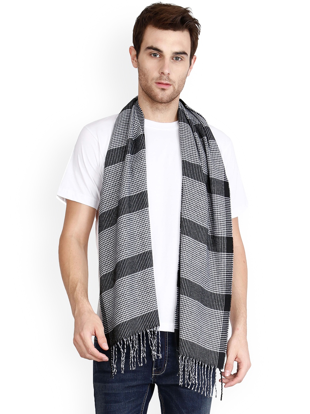 

FabSeasons Unisex Patterned Mufflers, Grey melange