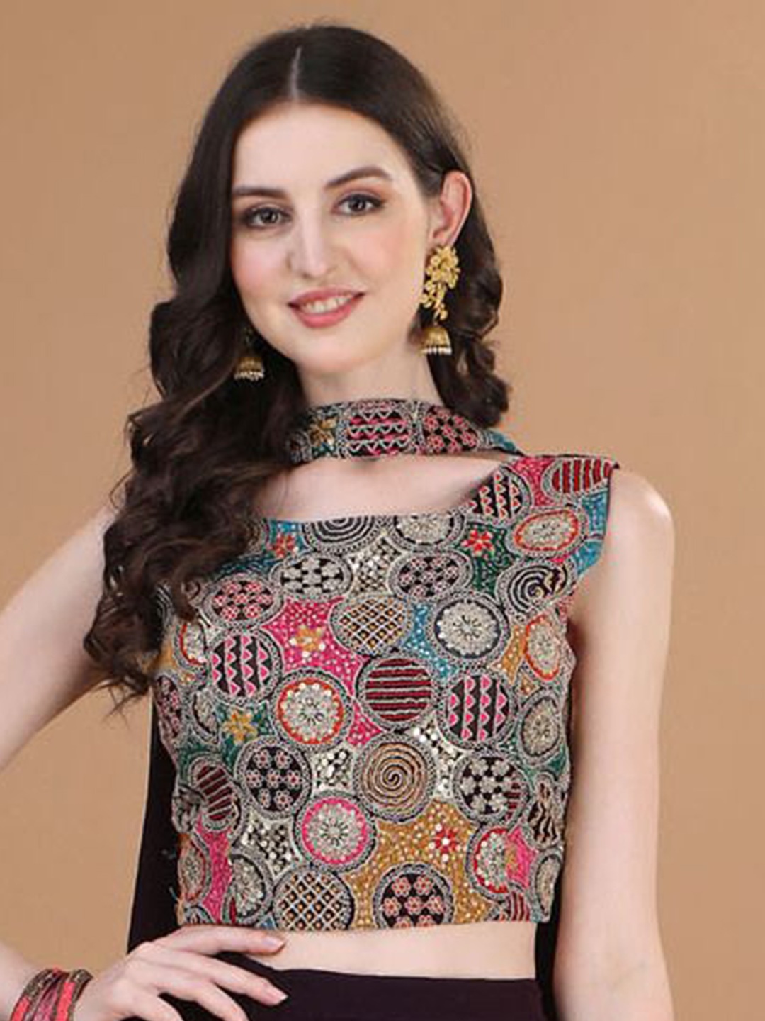 

Kinjo Embroidered Saree Blouse, Purple