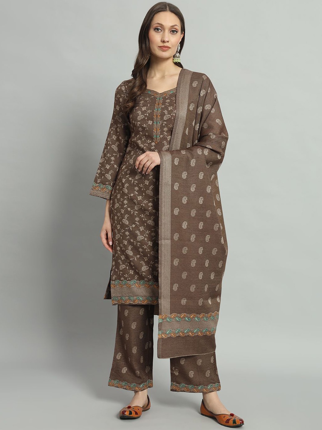 

Safaa Viscose Rayon Unstitched Dress Material, Brown