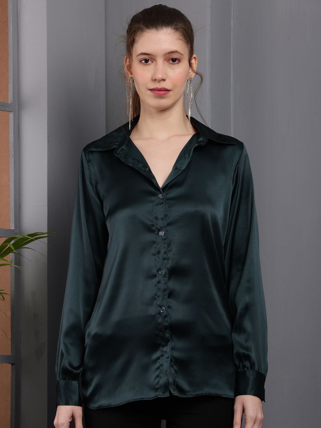 

Tushita Women Long Sleeves Shirt Style Tops, Green