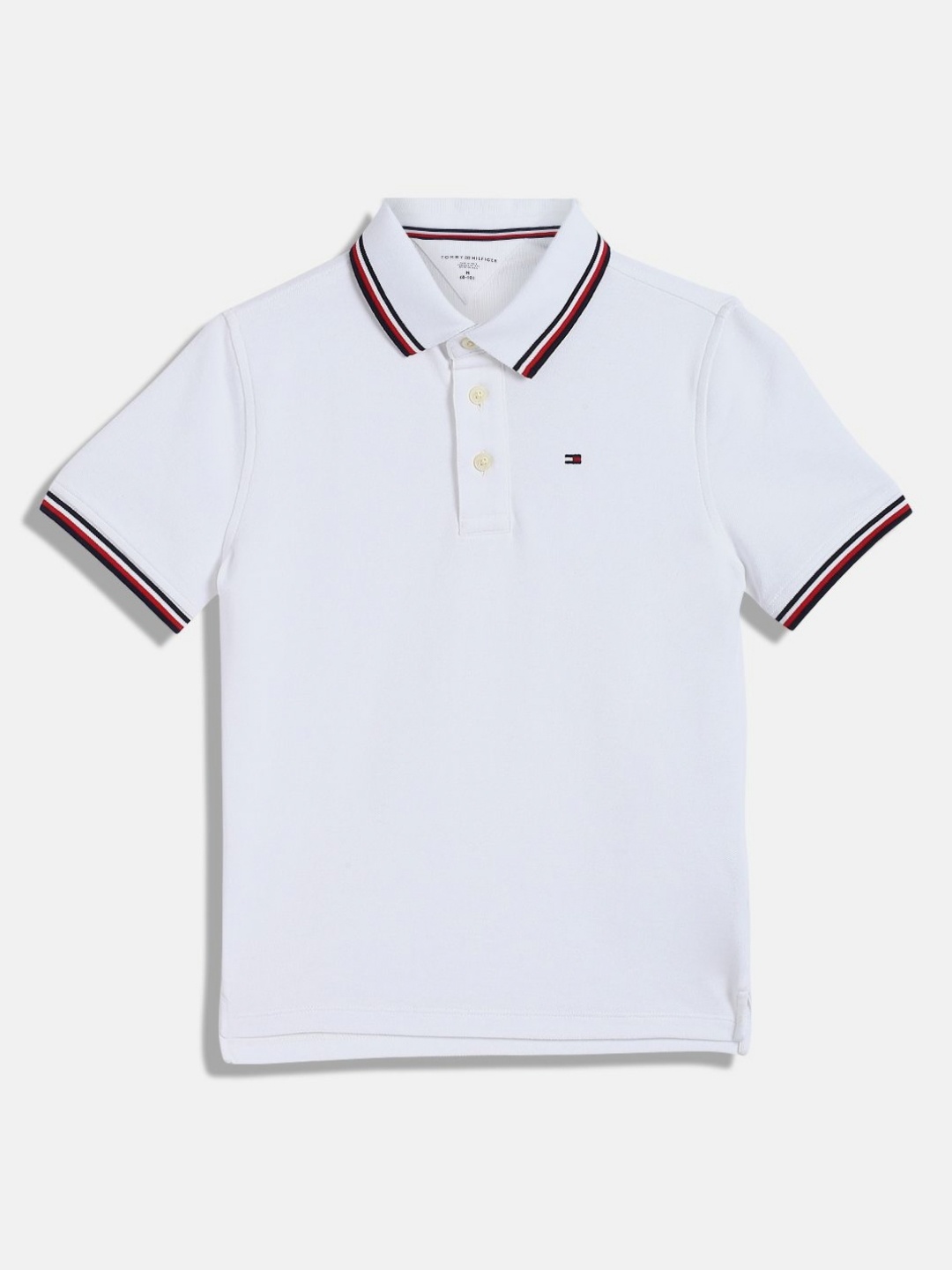 

Tommy Hilfiger Boys Solid Polo Collar Cotton T-shirt, White