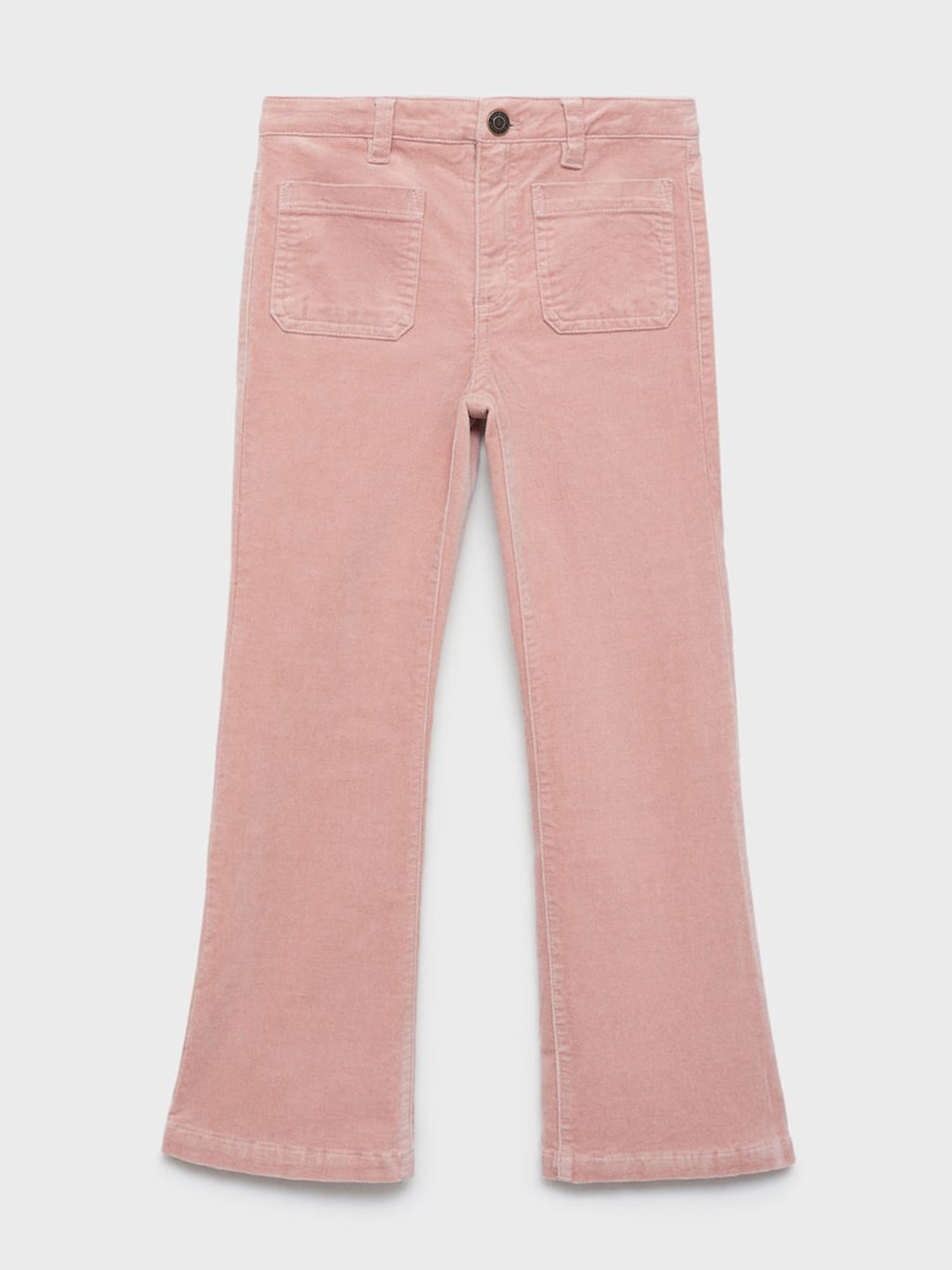 

Mango Kids Girls Velvet-Finish Flared Fit Bootcut Trousers, Pink