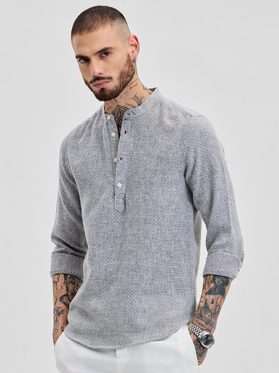 

Snitch Men Smart Slim Fit Opaque Casual Shirt, Grey