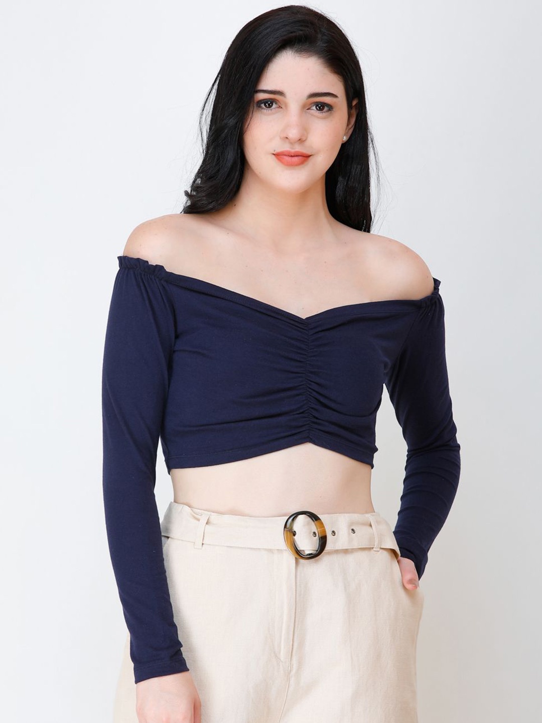 

SCORPIUS Off-Shoulder Crop Top, Pink
