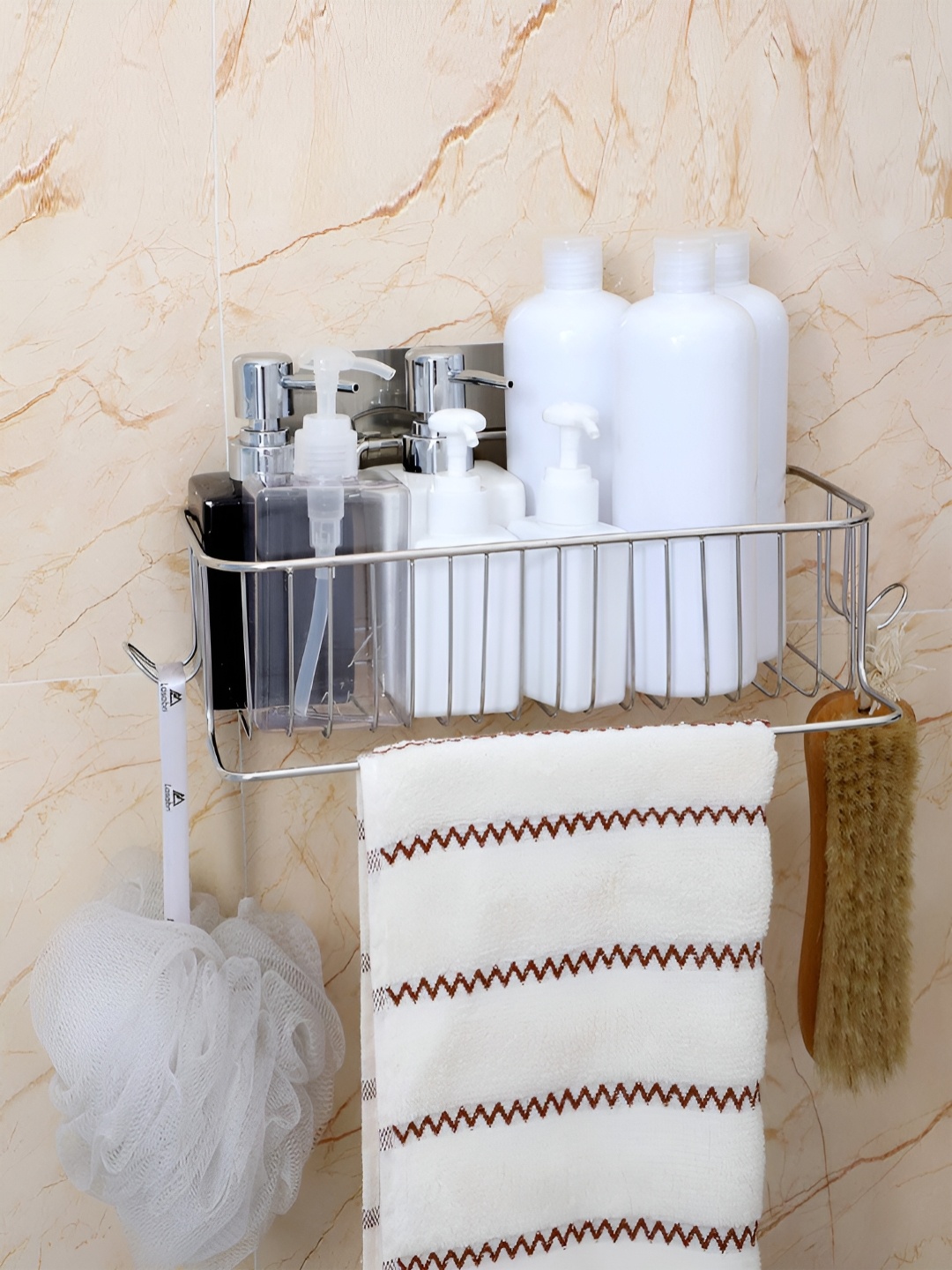 

HOKIPO Silver Toned Stainless Steel Bathroom Caddy