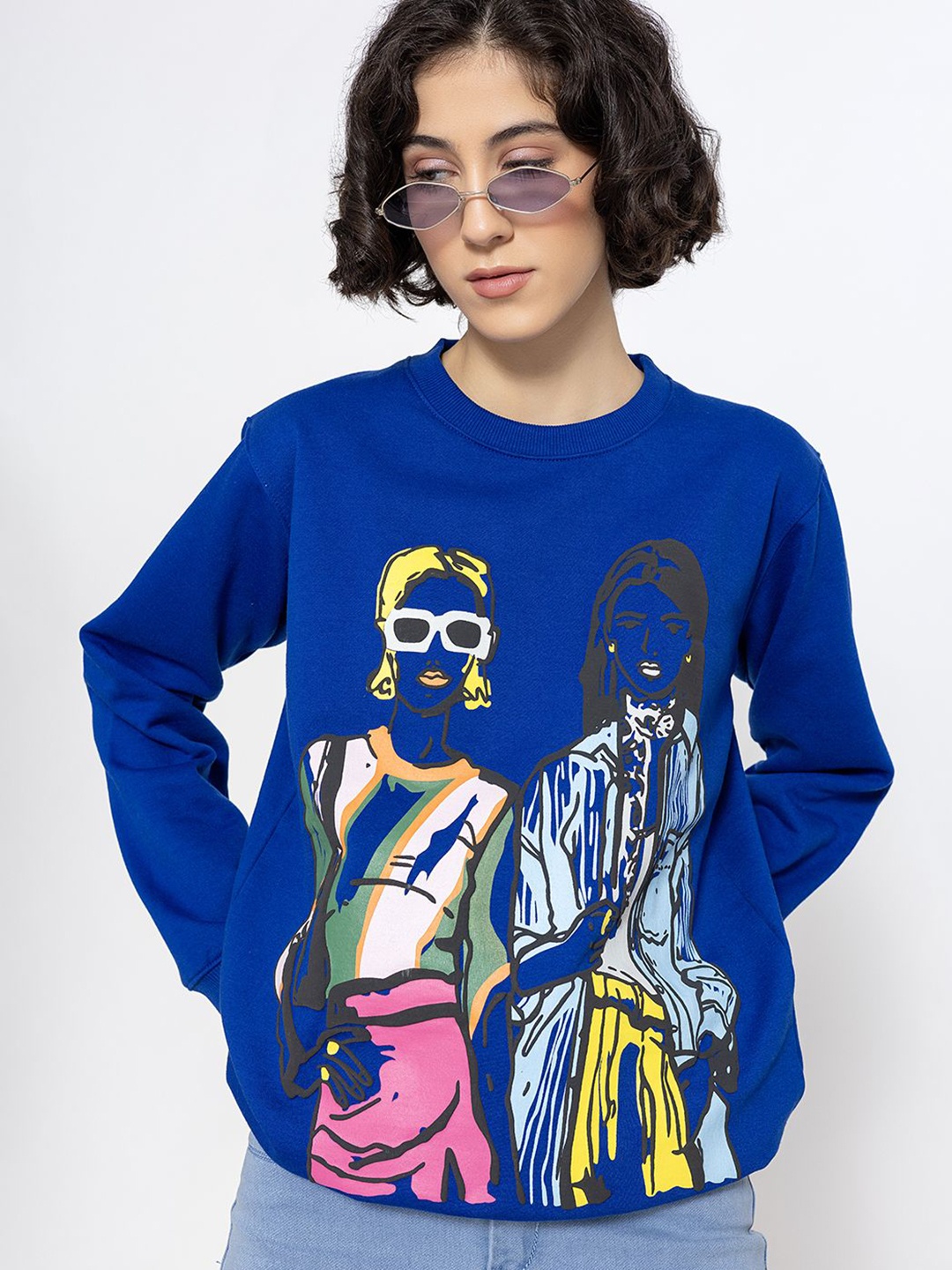 

Lounge Dreams Women Printed Sweatshirt, Blue