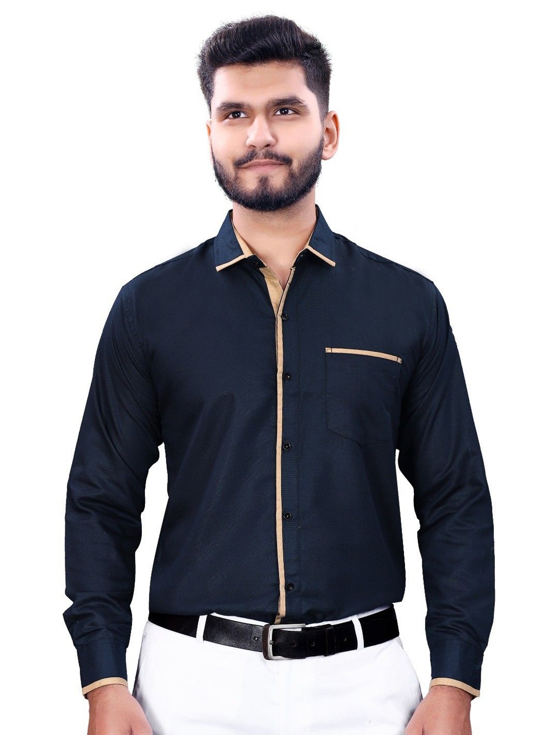 

WILNERCROWN Men Classic Opaque Casual Shirt, Blue