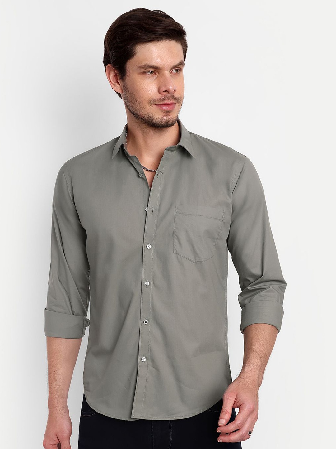 

Lewogle Men Opaque Casual Shirt, Grey