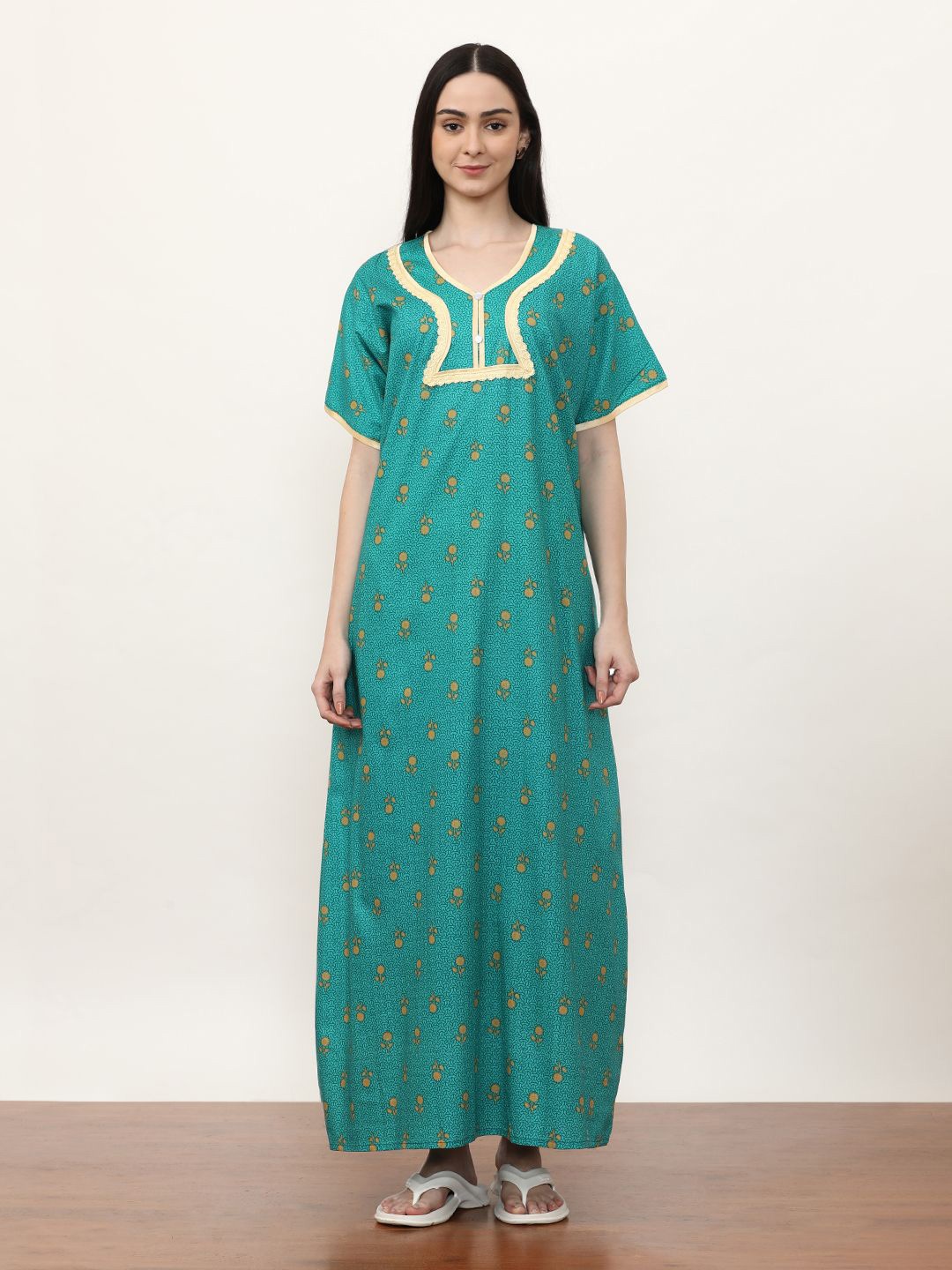 

Jaipur Kurti Printed Maxi Nightdress, Green