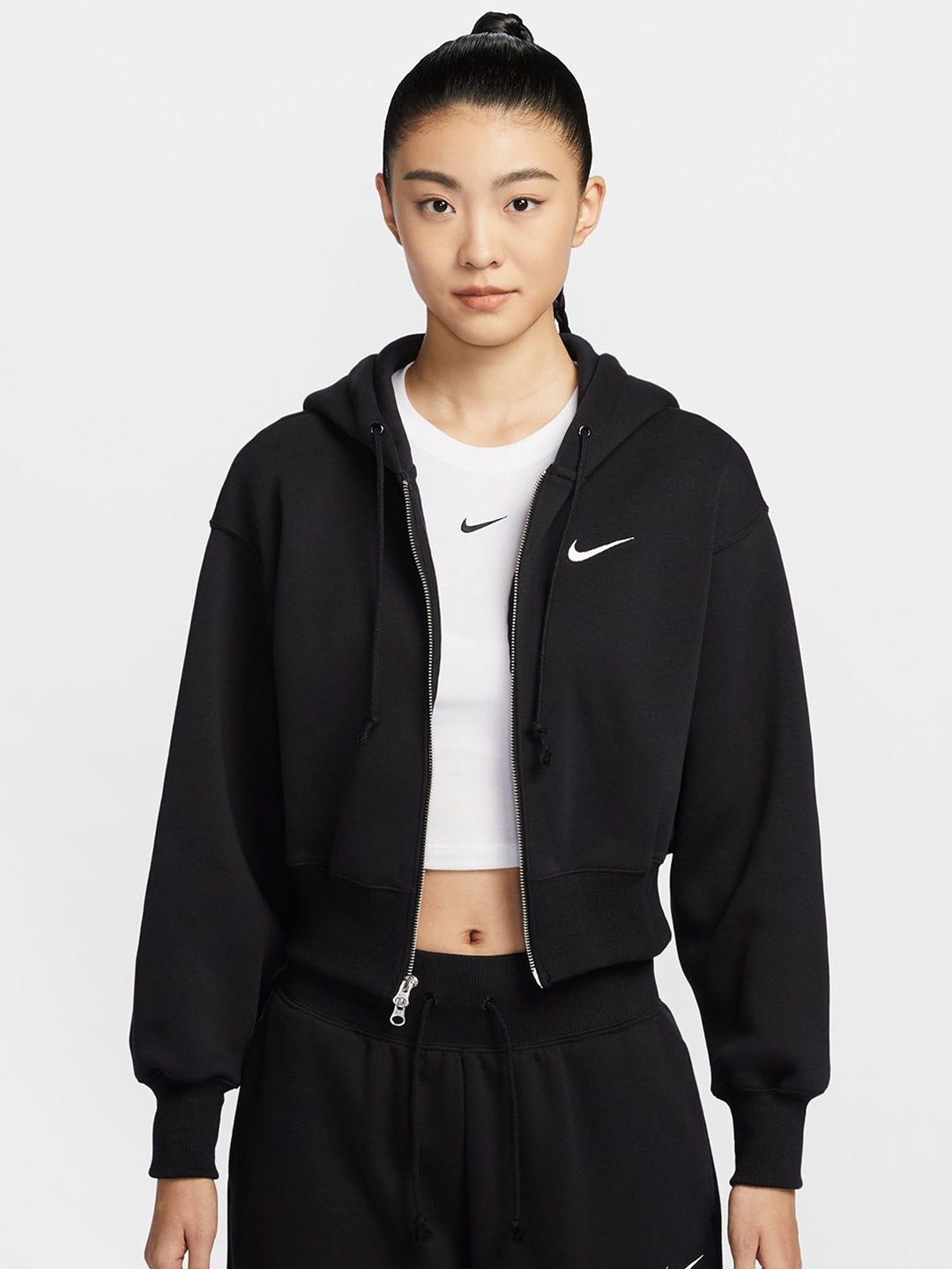 

Nike Sportswear Phoenix Fleece Women's Loose Crop Full-Zip Hoodie, Black