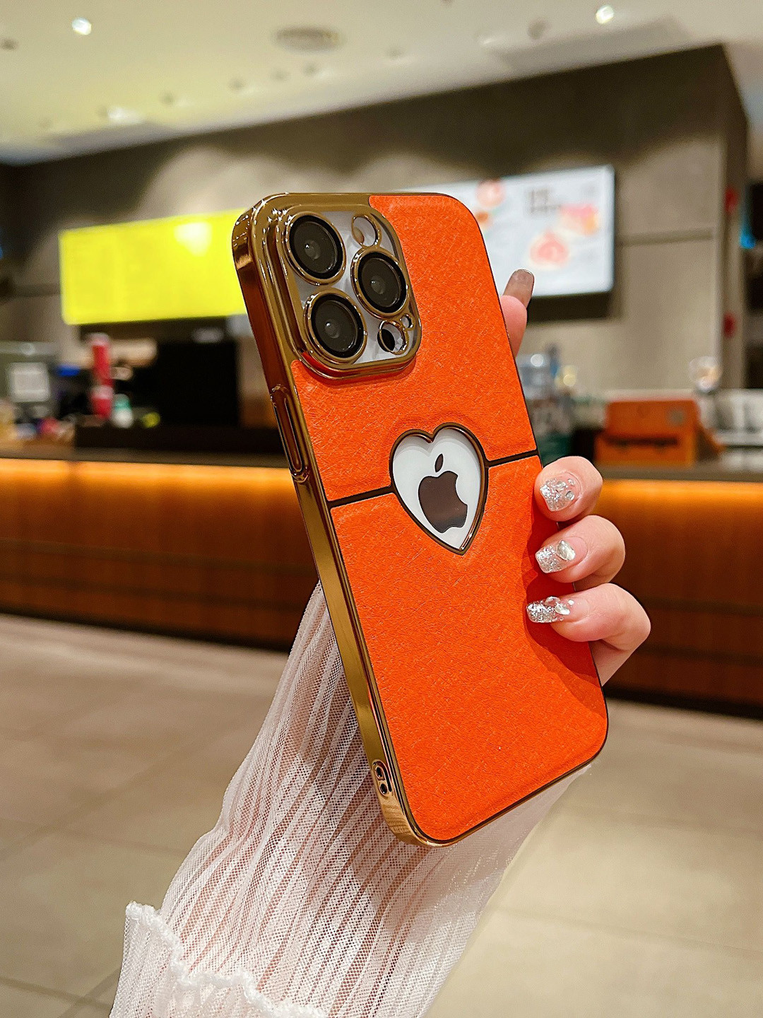 

Luxury Kase Textured Printed iPhone 12 Pro Max Back Case, Orange