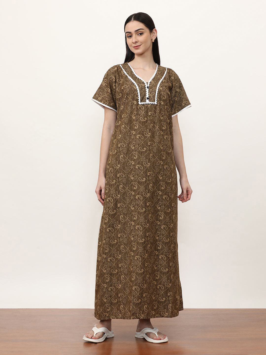 

Jaipur Kurti Printed Maxi Nightdress, Olive