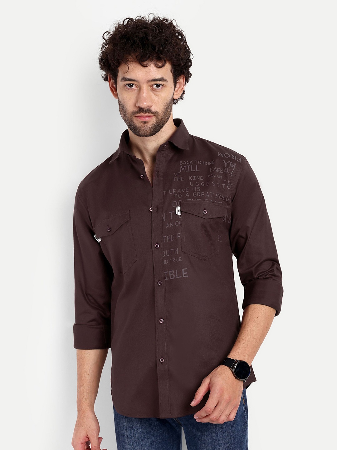 

Lewogle Men Opaque Casual Shirt, Brown
