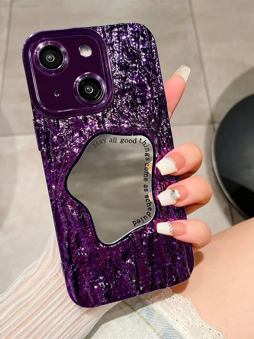

Luxury Kase Solid Printed iPhone 15 Back Case Mobile Accessories, Purple