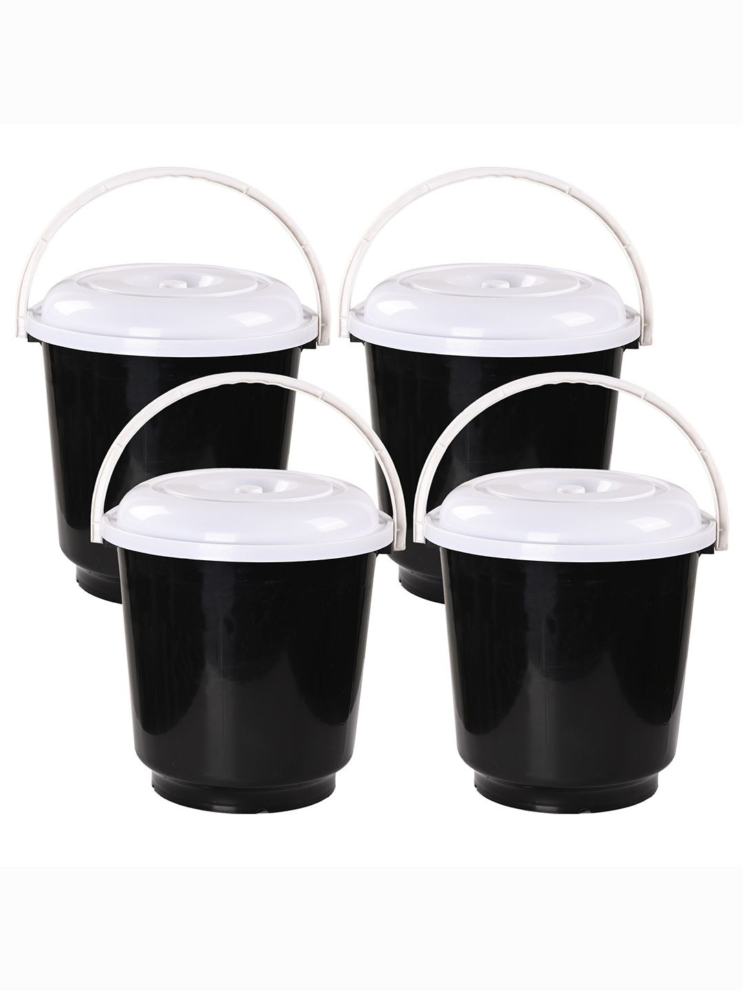 

Kuber Industries White & Black 4 Pieces Multi Purpose Bucket With Lid - 18 ltr