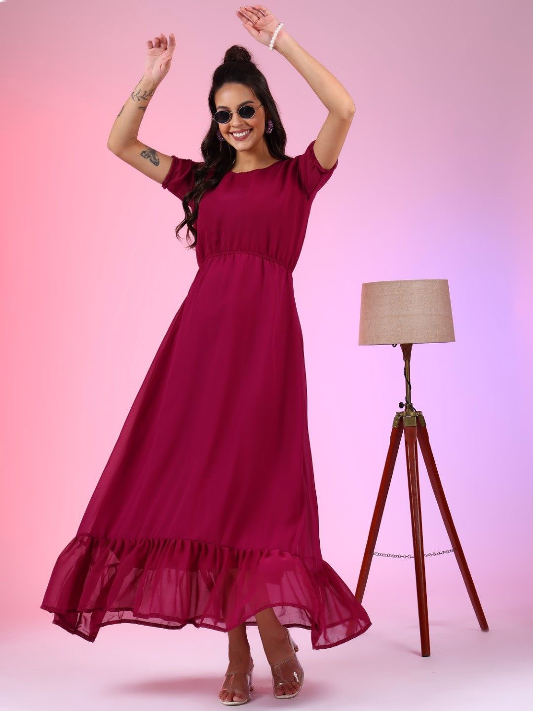 

Krunal Raiyani Crepe Fit & Flare Dress, Magenta