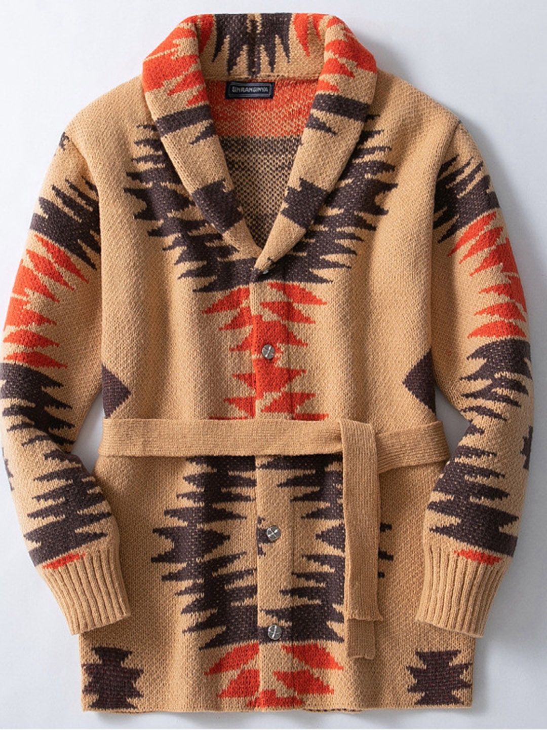 

Mast & Harbour Men Printed Cardigan, Khaki