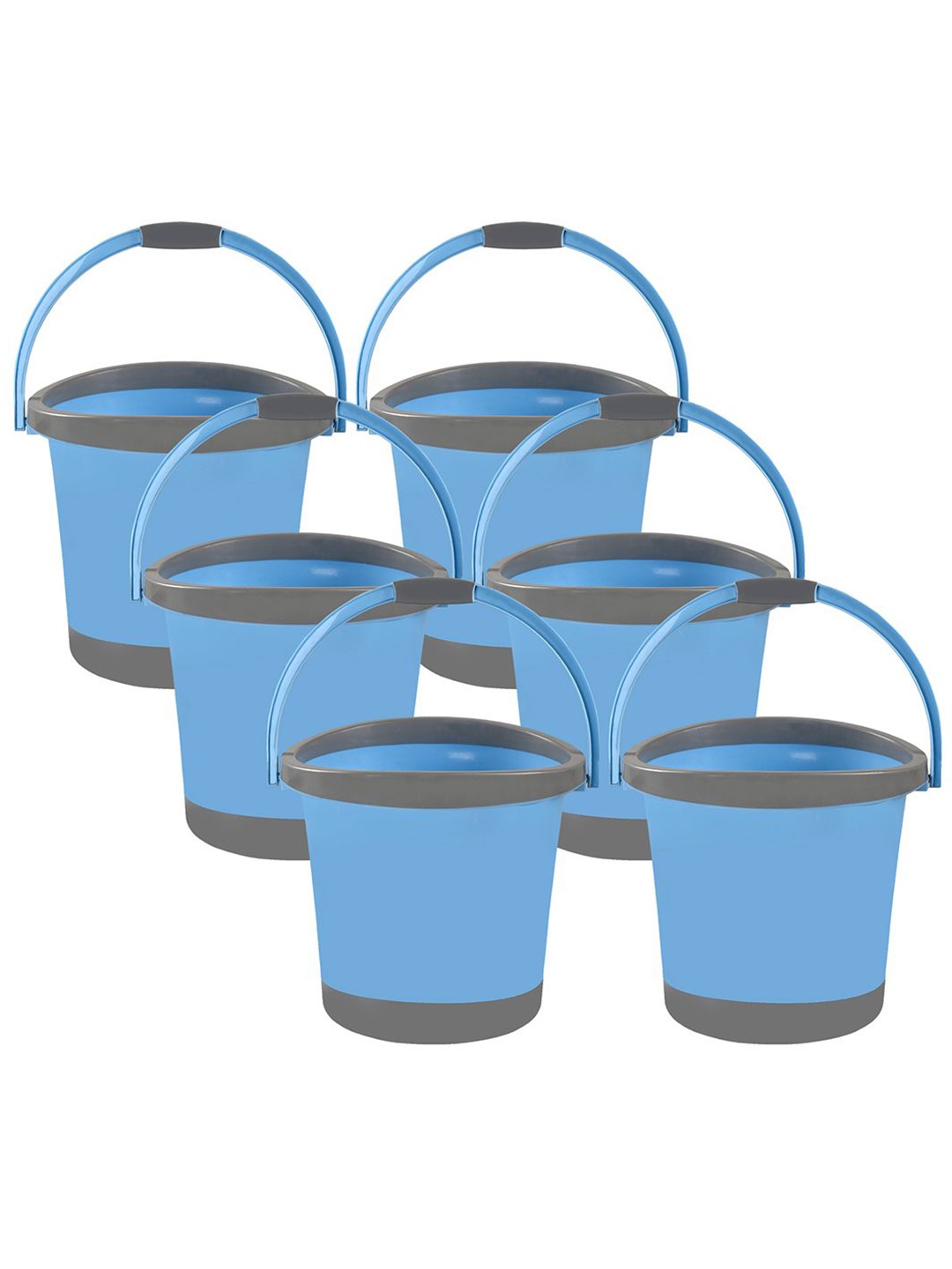 

Kuber Industries Blue & Grey 6 Pieces Bath Buckets 18 L Each