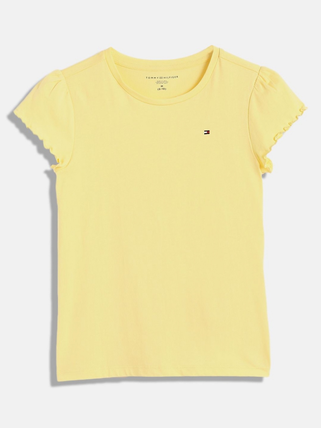 

Tommy Hilfiger Girls Solid Round Neck Pure Cotton Top, Yellow