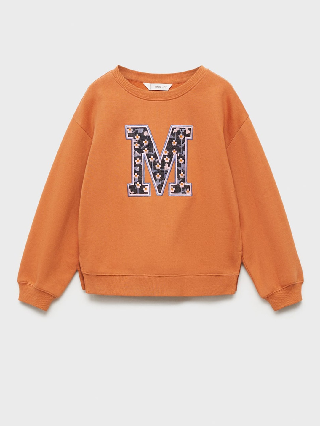 

Mango Kids Girls Embroidered Detail Pure Cotton Sweatshirt, Orange