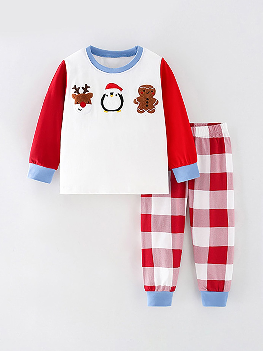 

LULU & SKY Boys Printed Pure Cotton Top & Joggers Night Suit, Red