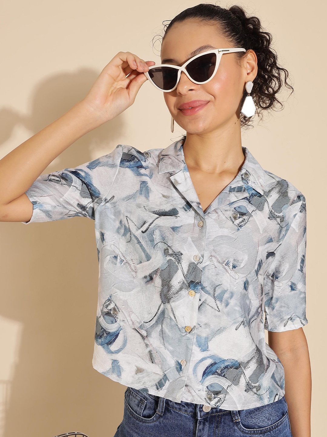 

HERE&NOW Women Slim Fit Floral Opaque Printed Casual Shirt, Multi