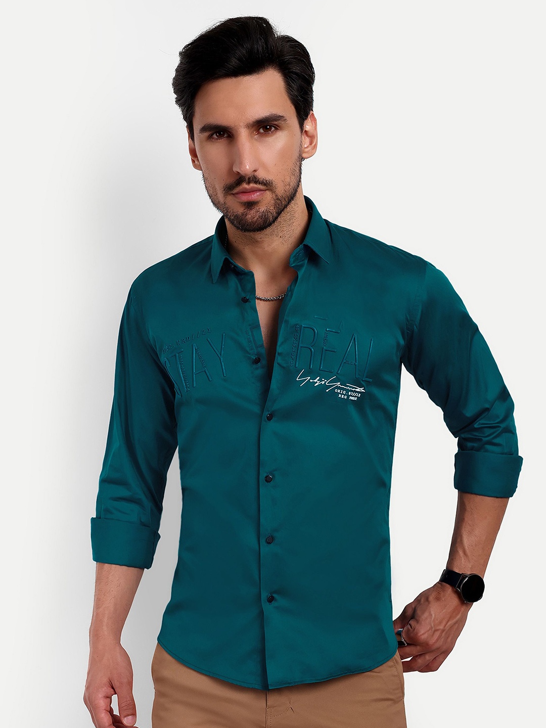 

Lewogle Men Opaque Casual Shirt, Green