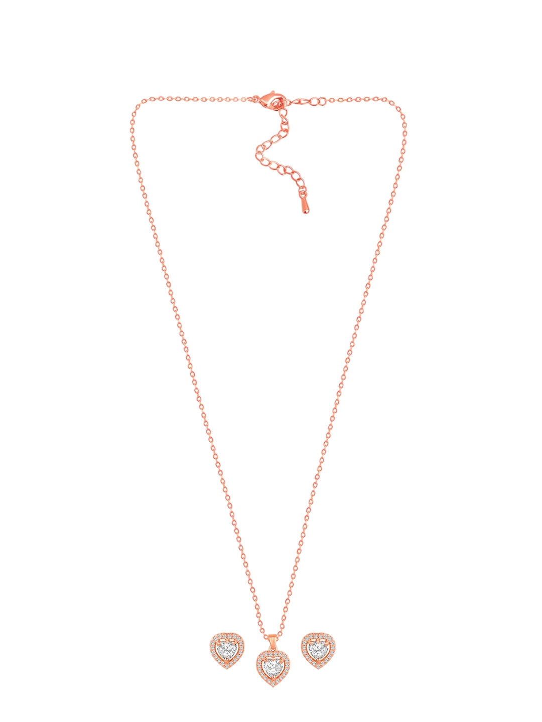 

Peora Rose Gold-Plated CZ Stone Studded Jewellery Set