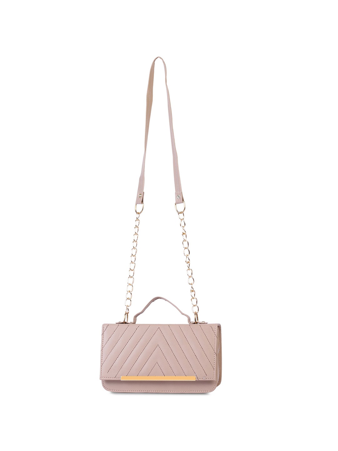 

DressBerry Textured PU Structured Sling Bag with Quilted, Beige