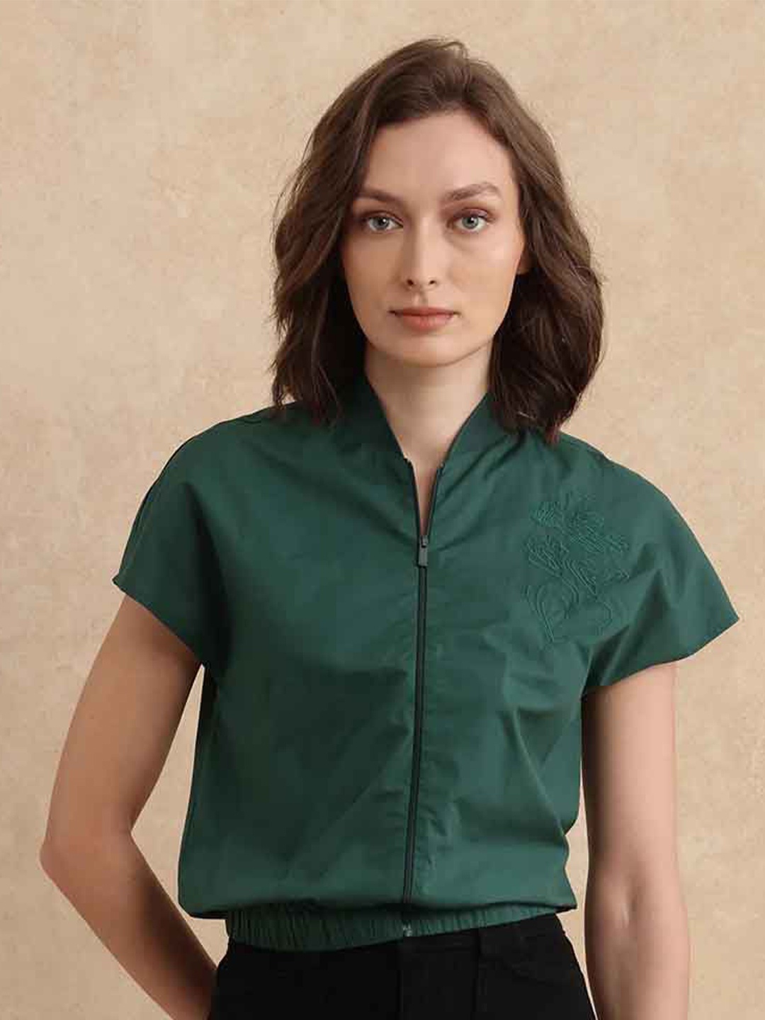 

RAREISM Print Cotton Shirt Style Top, Green