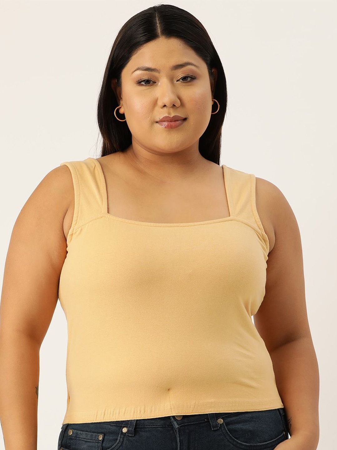 

theRebelinme Cotton Crop Top, Beige