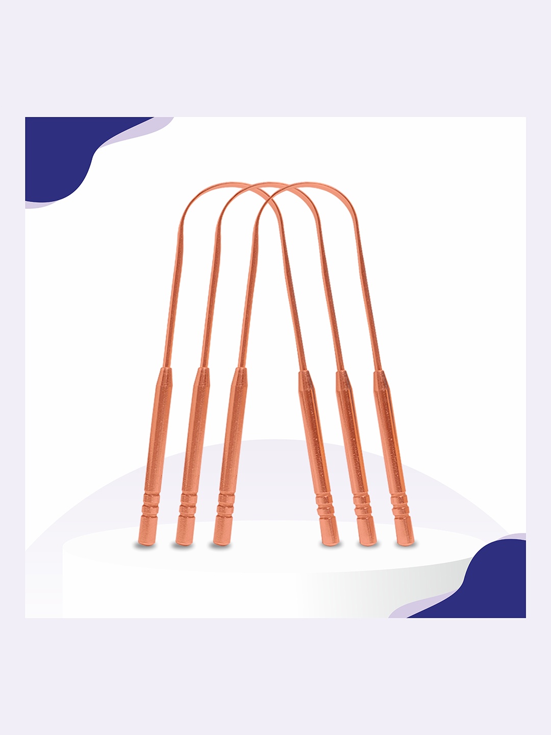 

Nurpi Set Of 3 Copper Long Handle Tongue Cleaner, Silver