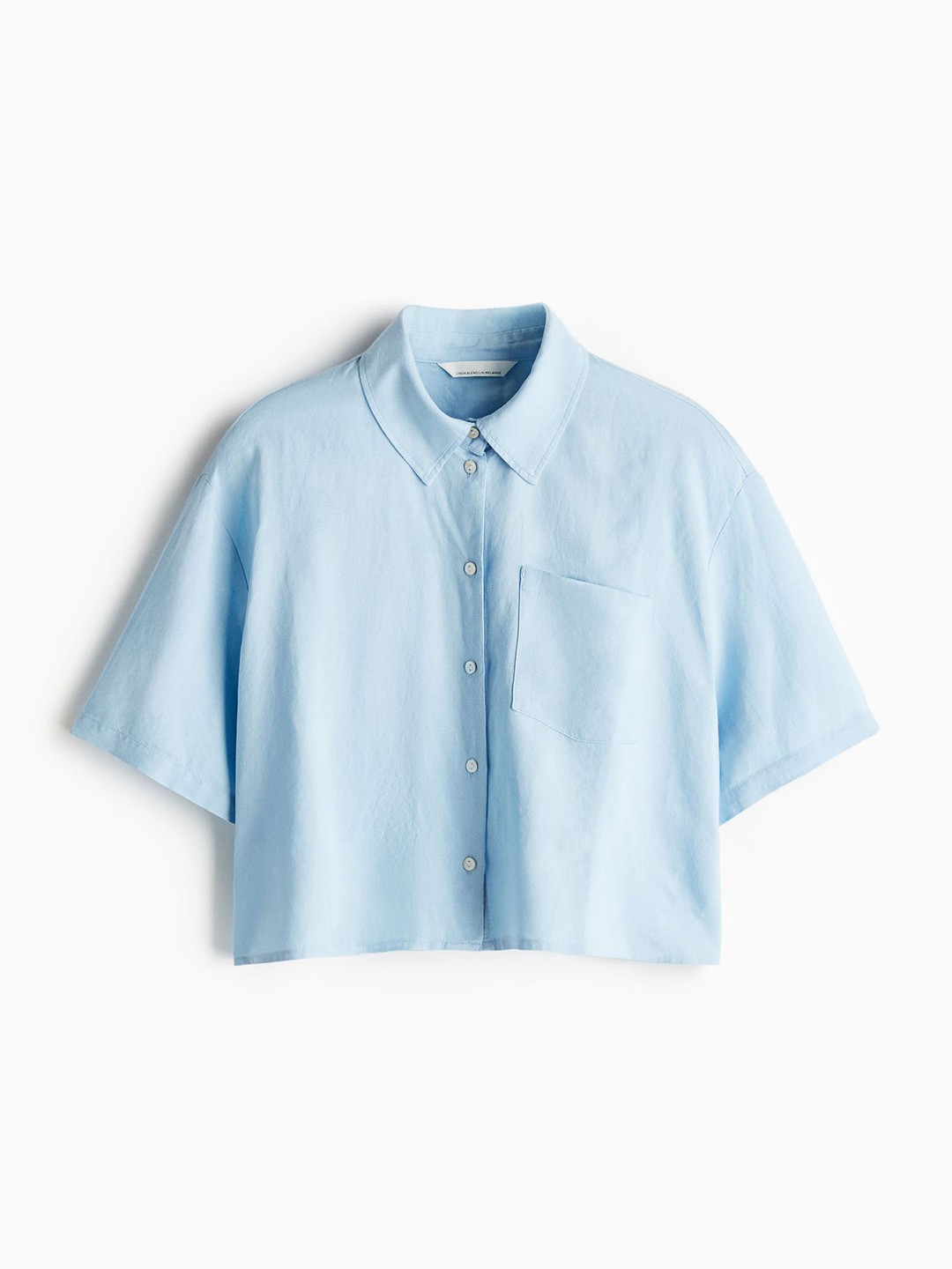 

H&M Women Solid Crop Shirt, Blue