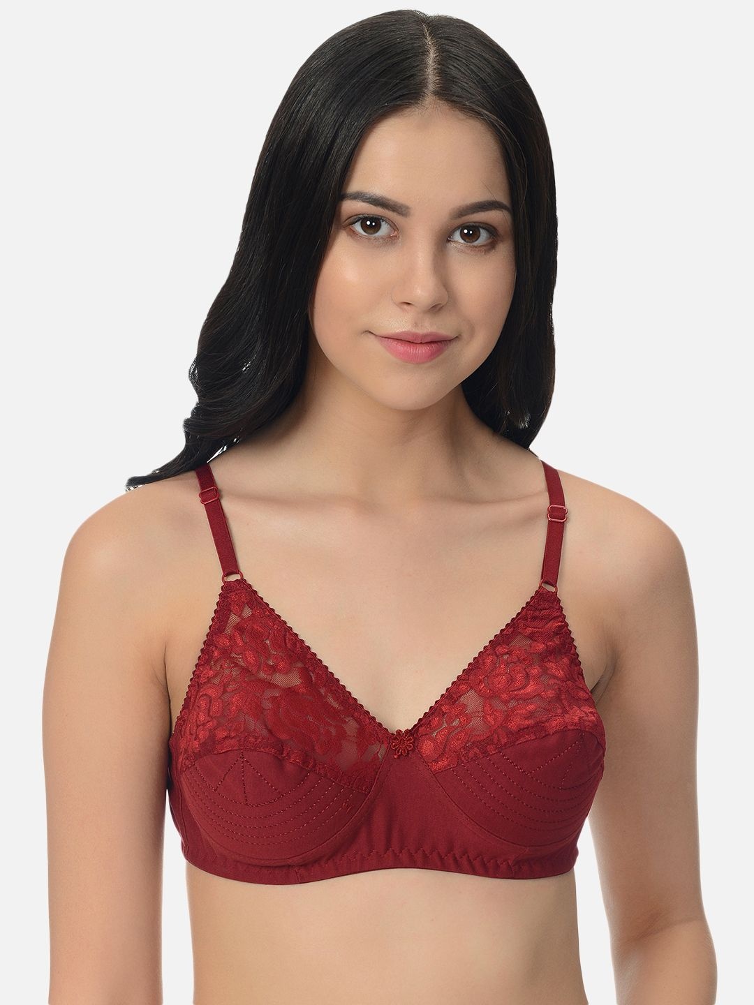 

mod & shy Floral Full Coverage Non Padded Everyday Bra, Maroon