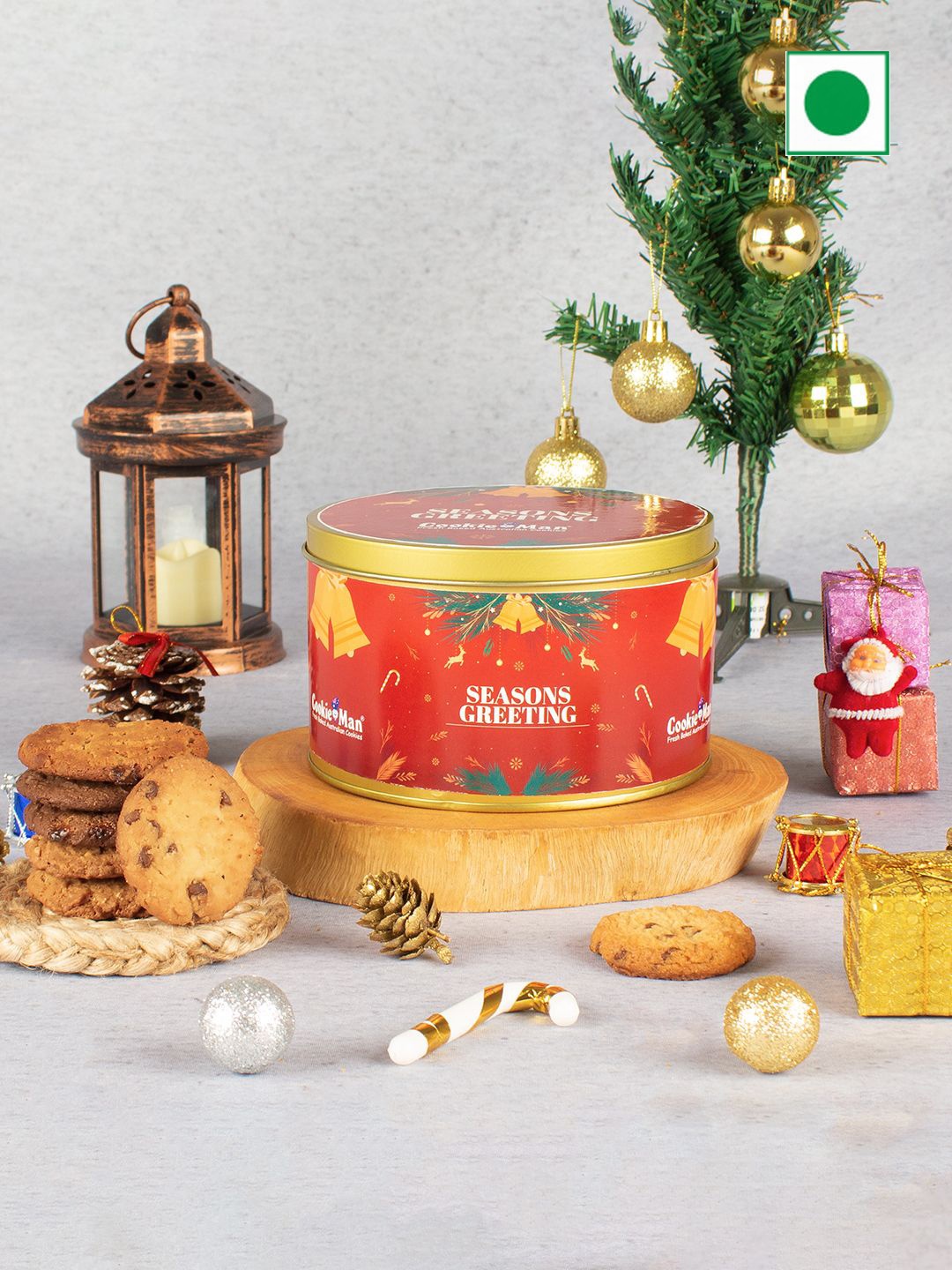 

Cookieman Christmas Assorted Cookies Gift Tin - 300 gm, Red