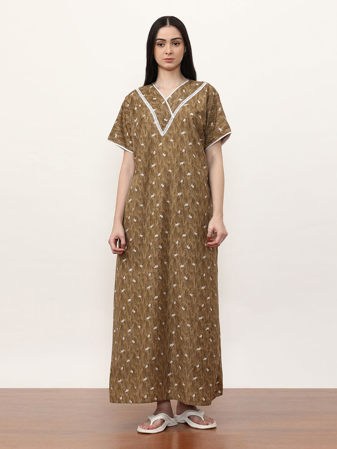 

Jaipur Kurti Printed Maxi Nightdress, Brown