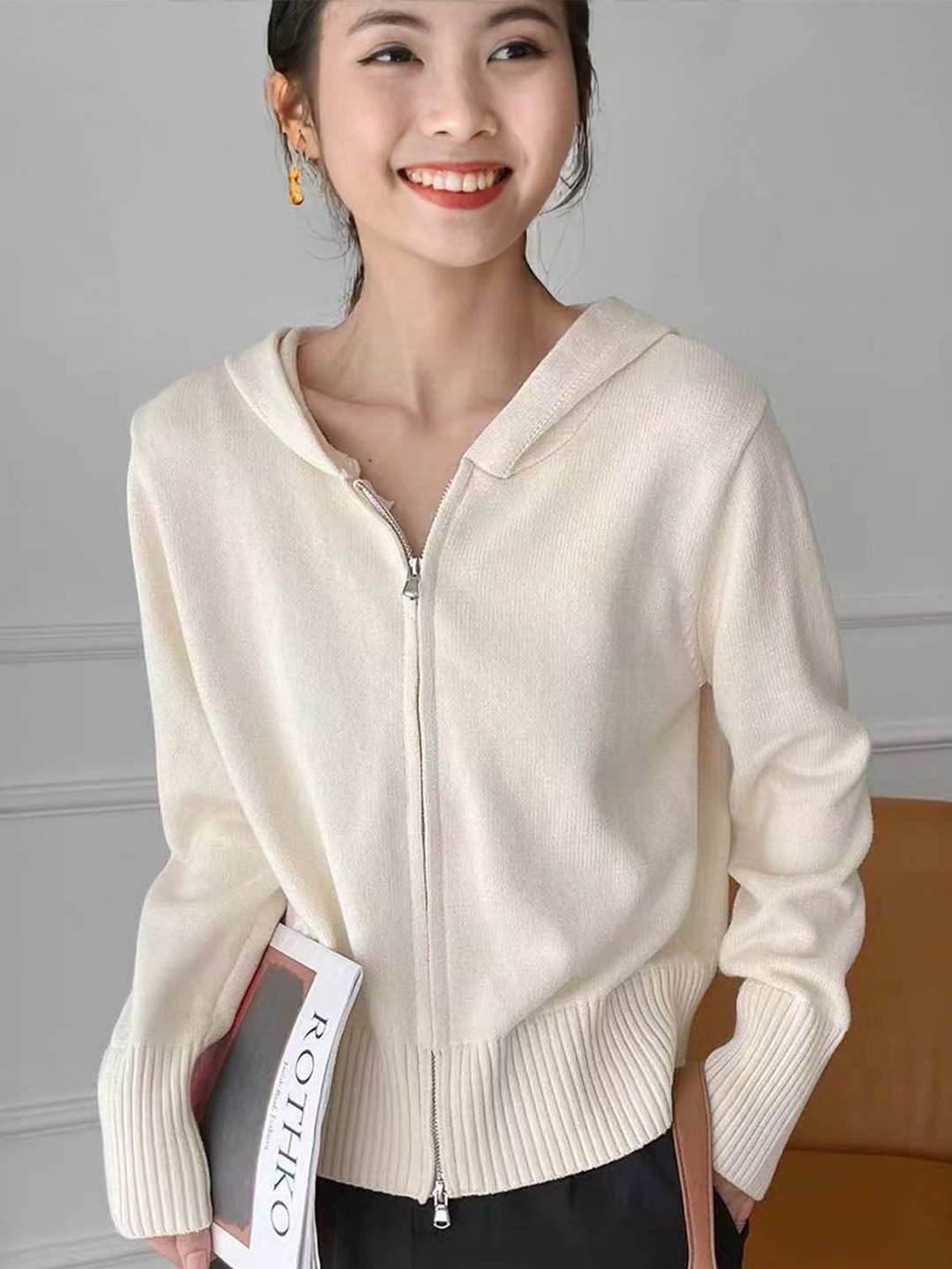 

StyleCast Women Woollen Crop Cardigan, White