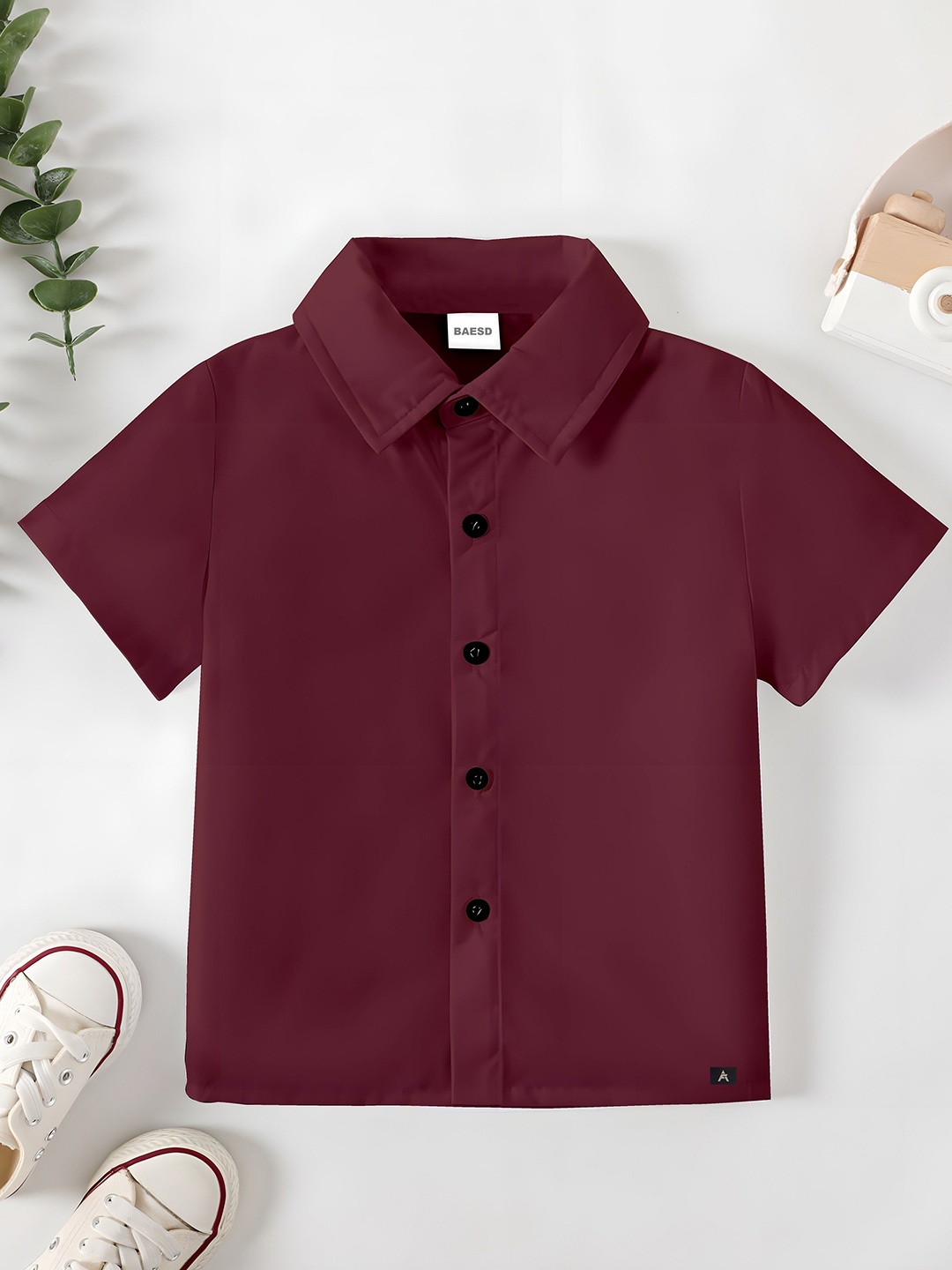 

BAESD Boys Classic Spread Collar Solid Cotton Formal Shirt, Maroon