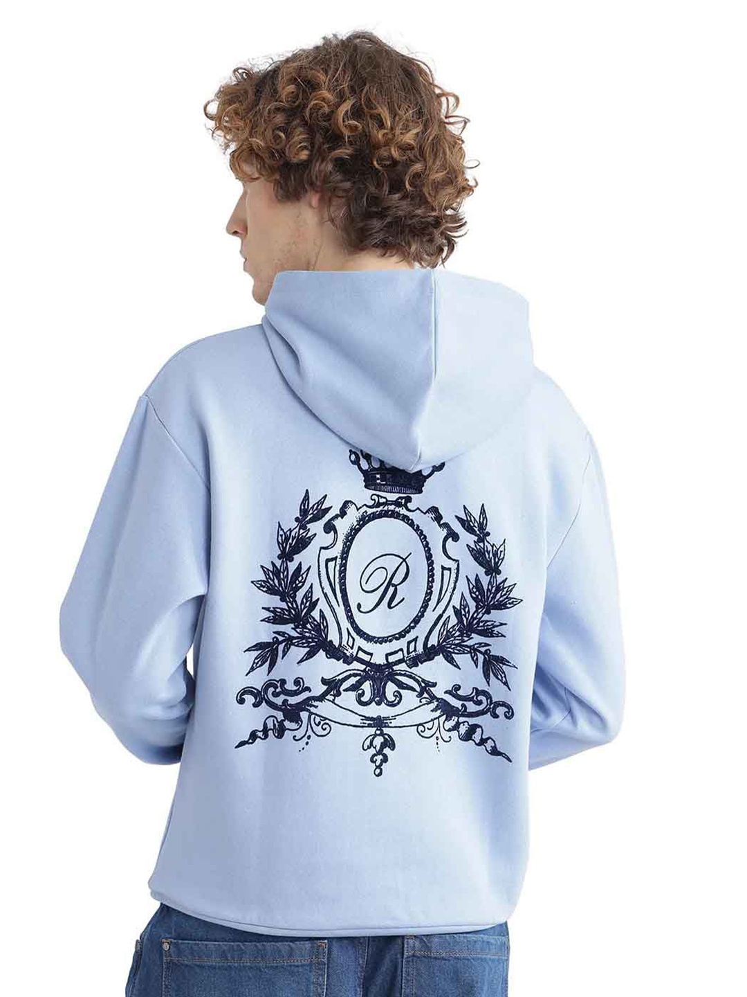 

RARE RABBIT Men Printed Hooded Sweatshirt, Blue