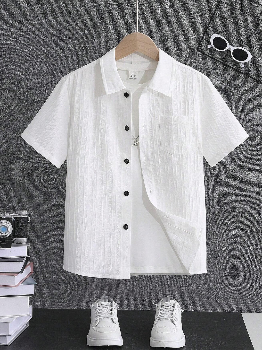 

BAESD Boys Standard Opaque Casual Shirt, White