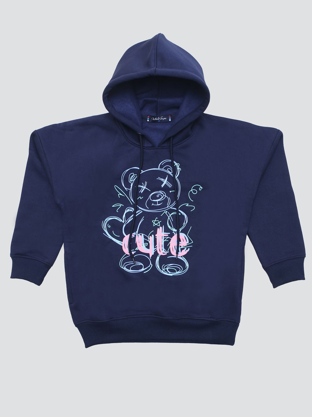 

White Snow Girls Printed Sweatshirt, Navy blue