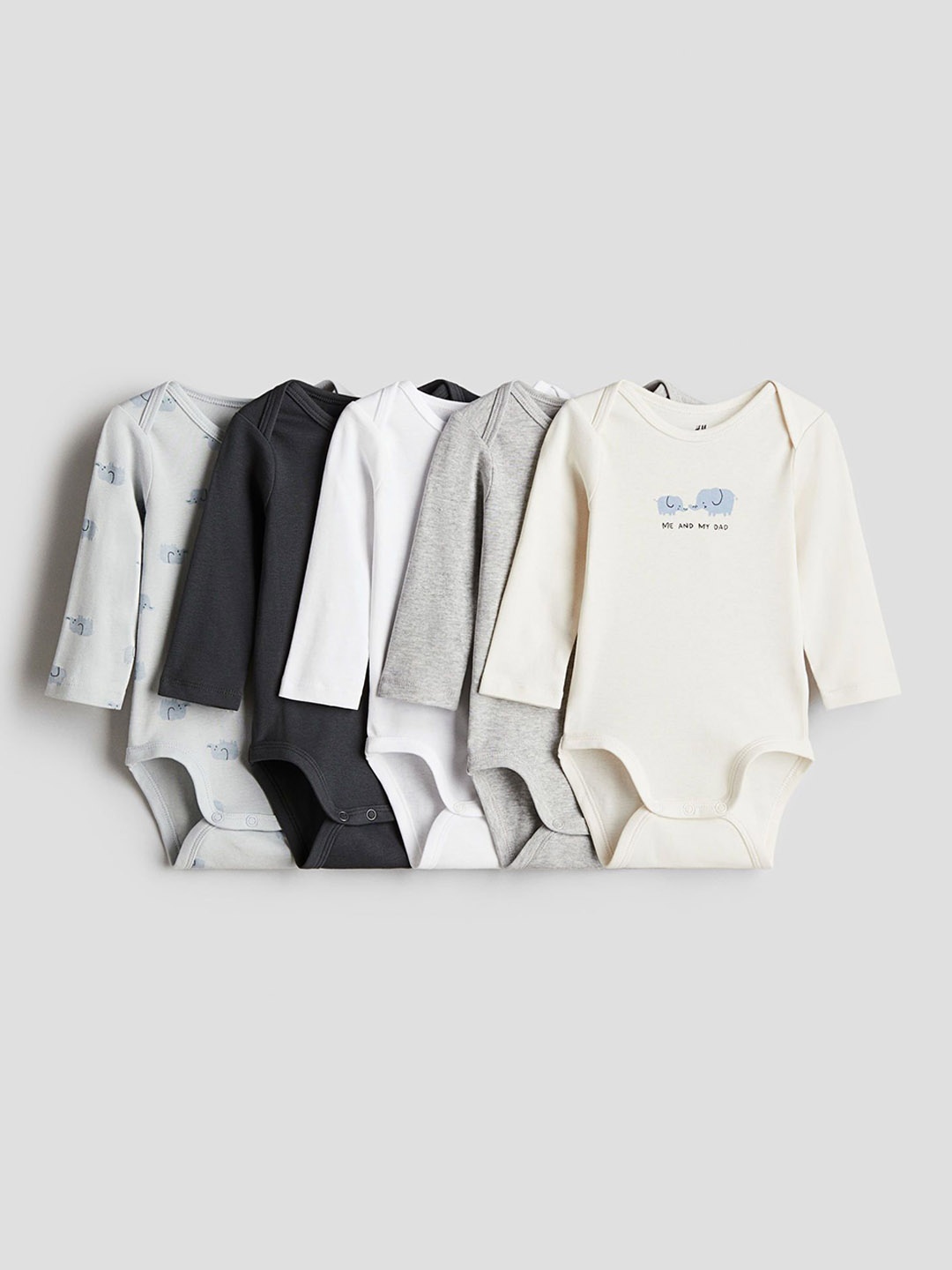 

H&M 5-Pack Long-Sleeved Bodysuits, Blue