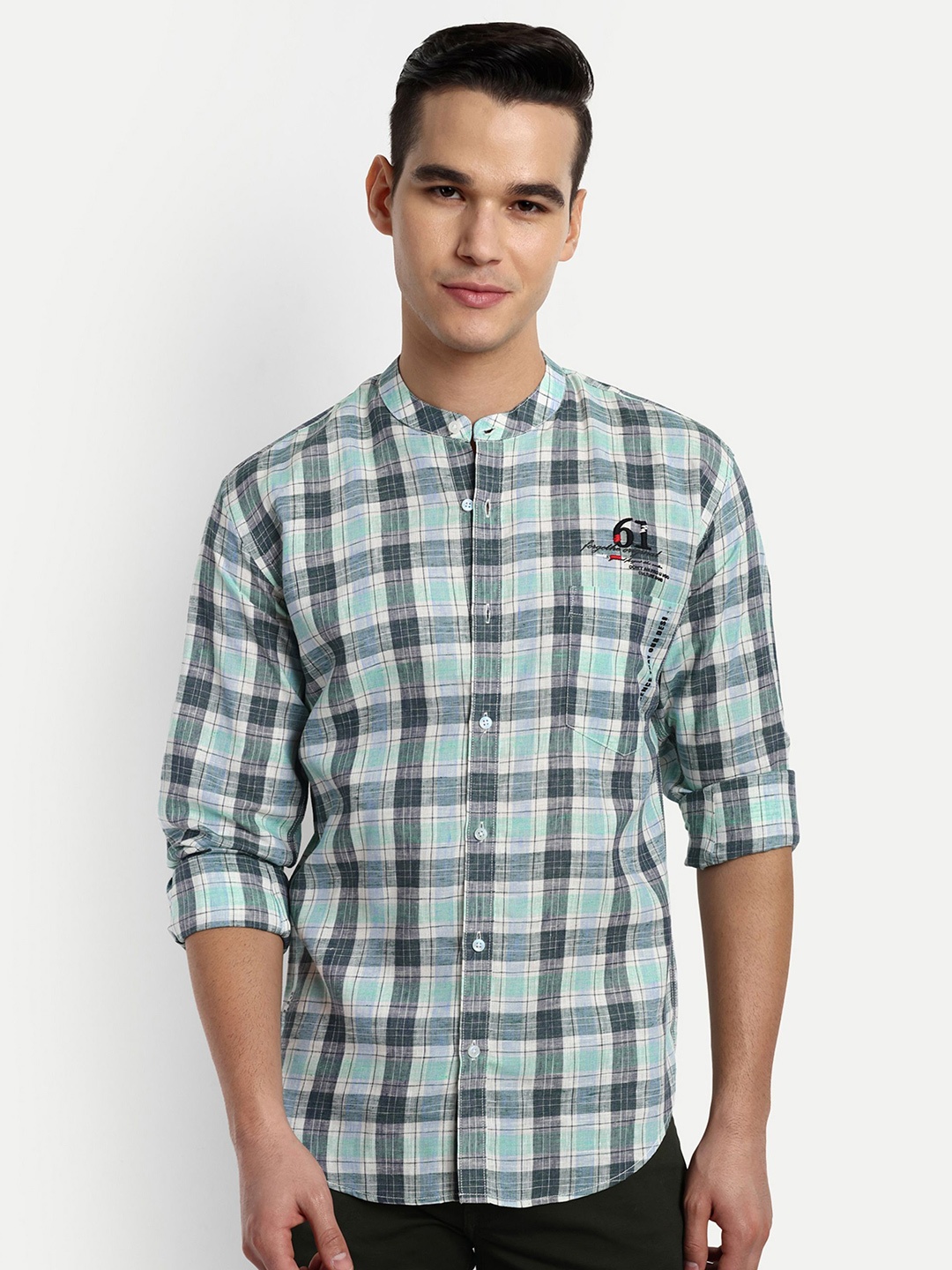 

Lewogle Men Opaque Checked Casual Shirt, Blue