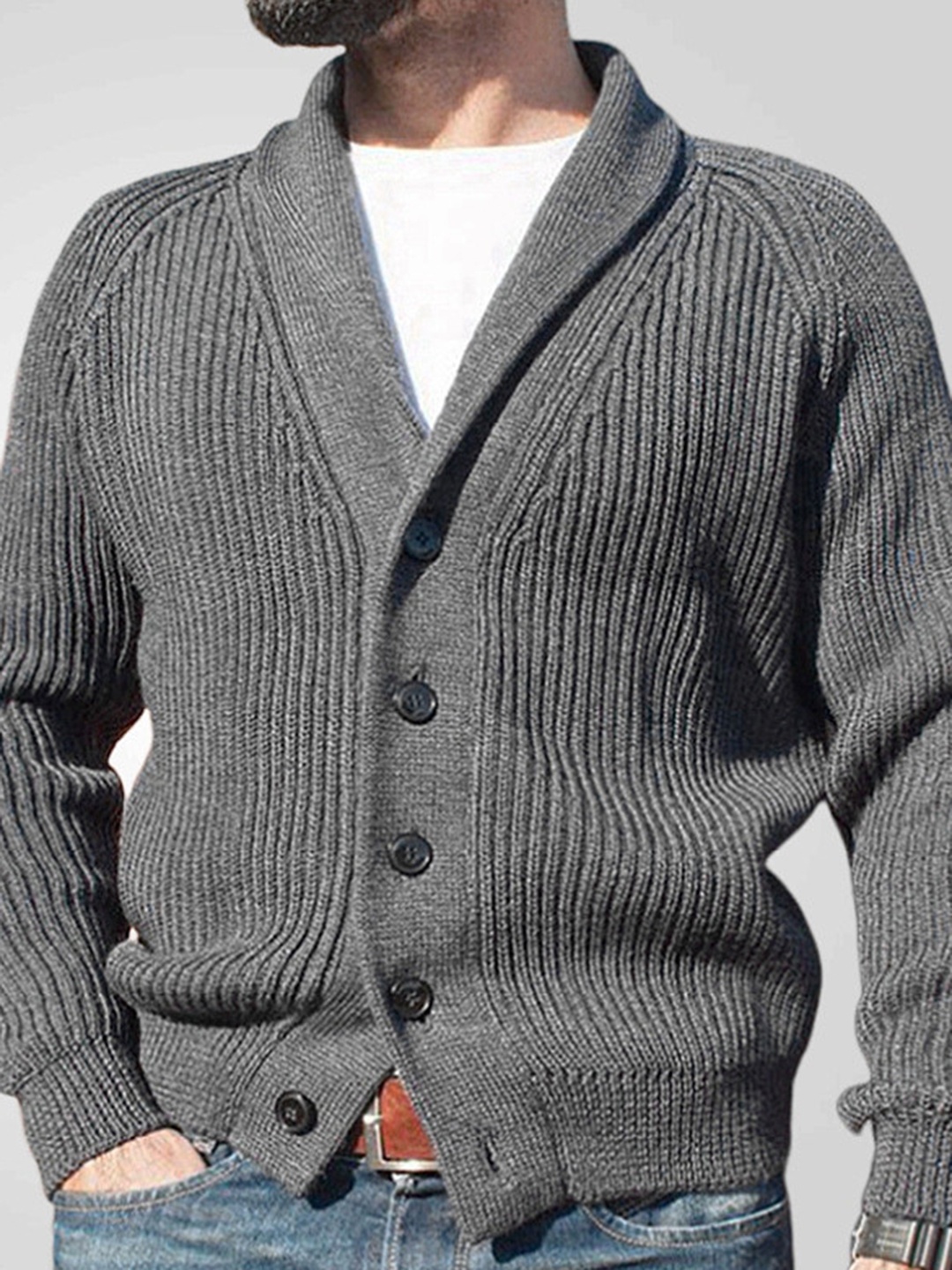

Mast & Harbour Men Cardigan, Grey
