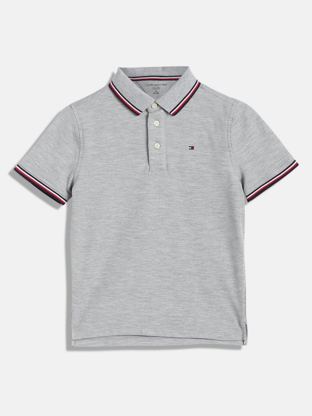 

Tommy Hilfiger Boys Solid Polo Collar Cotton T-shirt, Grey