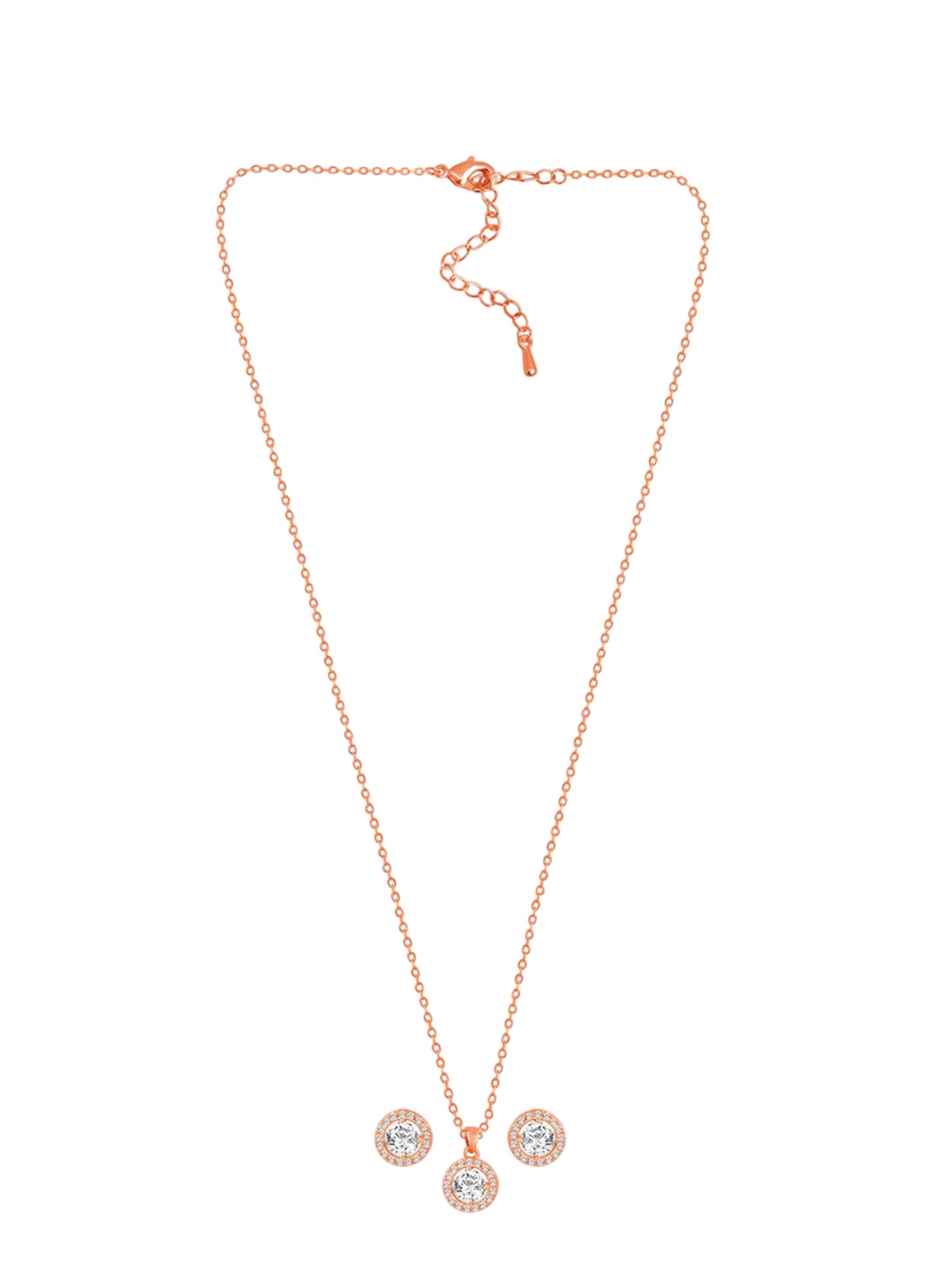 

Peora Rose Gold-Plated CZ Stone Studded Jewellery Set
