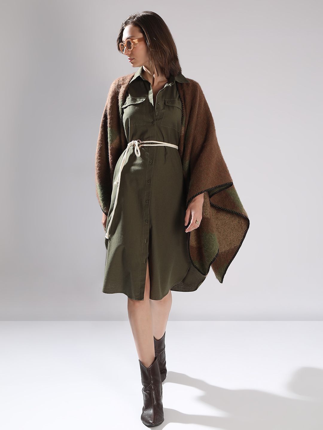 

Vero Moda Formal Shirt Midi Dress, Green