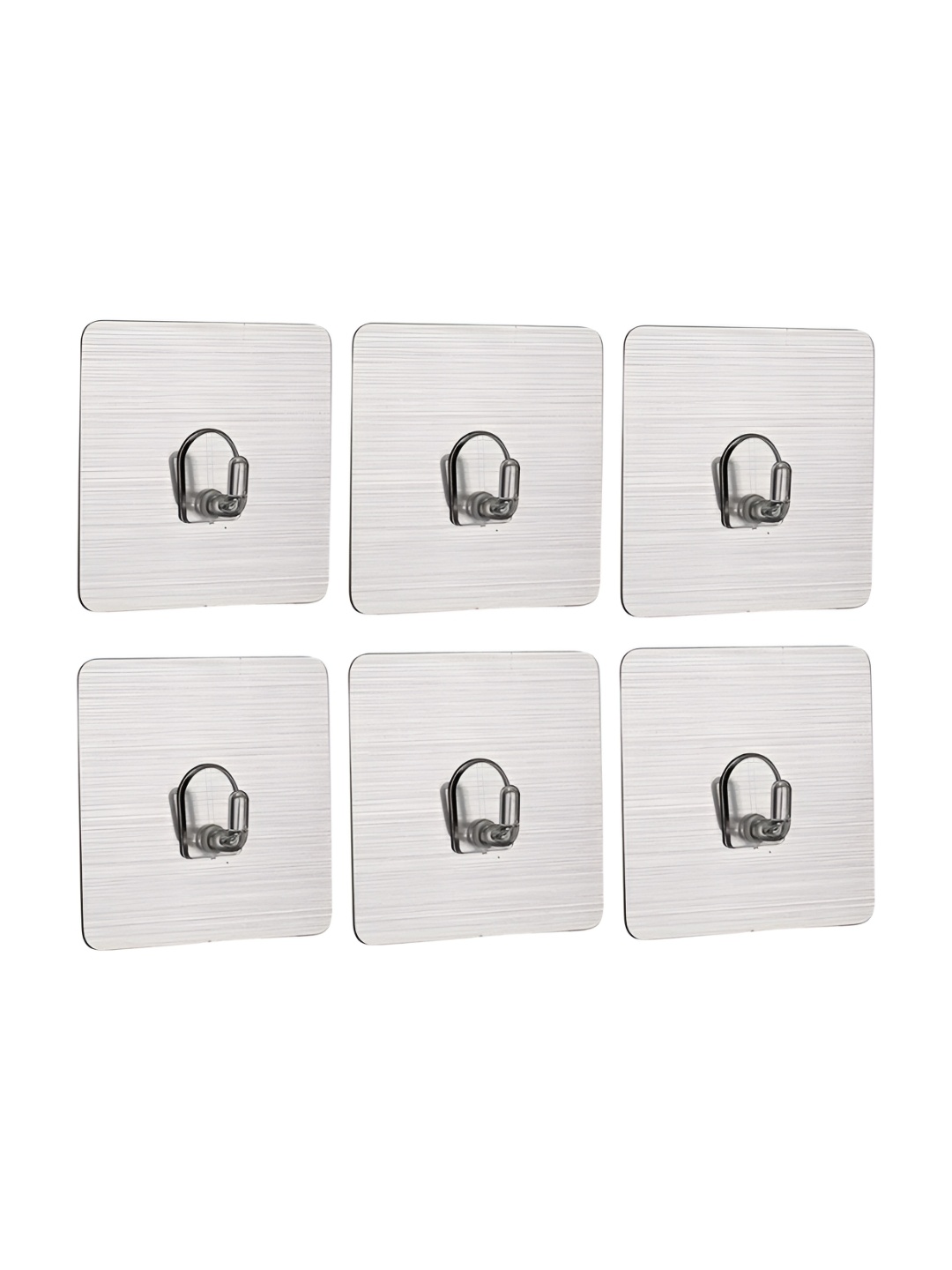 

HOKIPO Silver Toned 6 Pieces Wall Adhesive Hooks, White