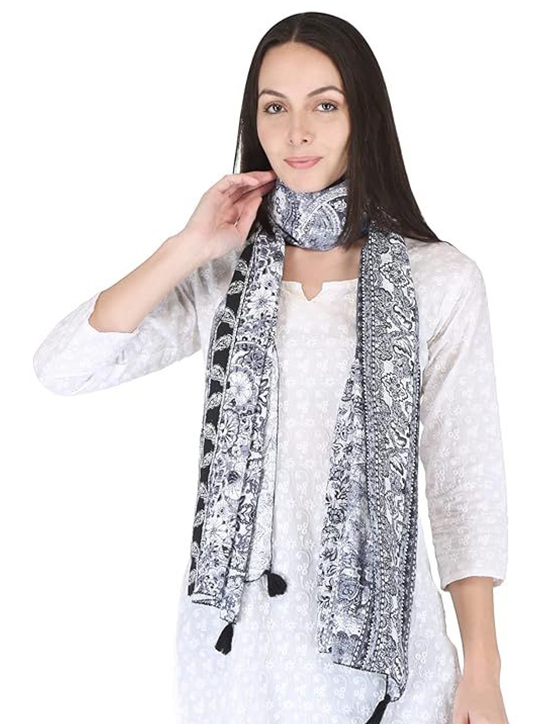 

SWITCHON Women Printed Stole, Black