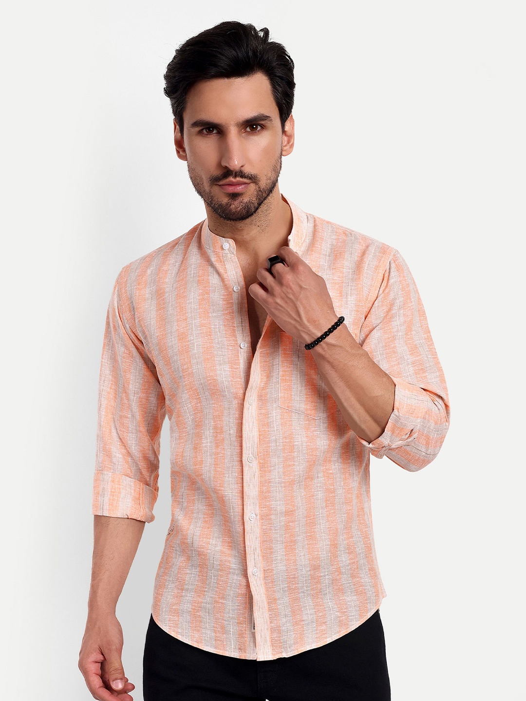 

Lewogle Men Opaque Casual Shirt, Orange